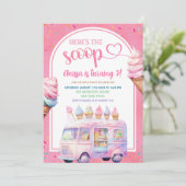 ピンクカラフルのアイスクリームトラックはこちらスクープ 招待状 (スタンド正面)