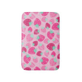 ピンクカラフルのイチゴ模様 バスマット (正面縦)