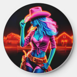 ピンクカラフルのカウボーイハットアートを持つ西部の少女