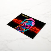 ピンクカラフルのカウボーイハットアートを持つ西部の少女 箔シーズンポストカード (回転した状態)