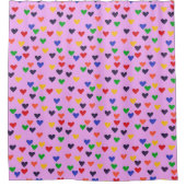 ピンクカラフルのシャワーカーテンに虹のハート シャワーカーテン (正面)