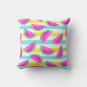 ピンクカラフルのスイカ夏パターン クッション (正面)