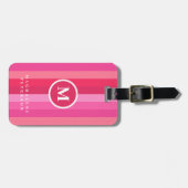 ピンクカラフルのストライプ |名前イニシャル ラゲッジタグ (正面横)
