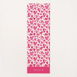 ピンクカラフルのハートパタパーソナライズされたーン ヨガマット