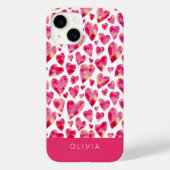 ピンクカラフルのハートパタパーソナライズされたーン Case-Mate iPhoneケース (裏面)