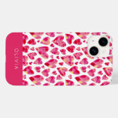 ピンクカラフルのハートパタパーソナライズされたーン Case-Mate iPhoneケース (裏面 (横))
