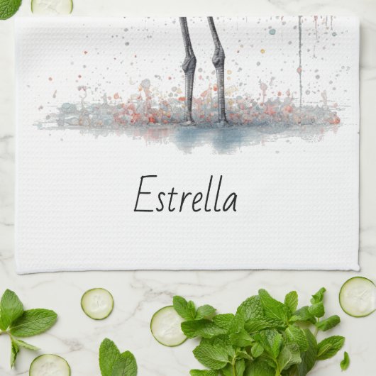 ピンクカラフルのフラミンゴ、カスタマイズ可能 キッチンタオル (折り畳み)