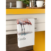 ピンクカラフルのフラミンゴ、カスタマイズ可能 キッチンタオル