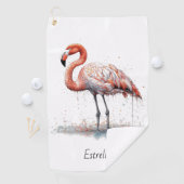 ピンクカラフルのフラミンゴ、カスタマイズ可能 ゴルフタオル (インサイチュ)