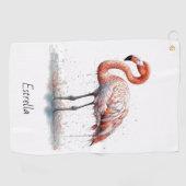 ピンクカラフルのフラミンゴ、カスタマイズ可能 ゴルフタオル (横)