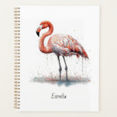 ピンクカラフルのフラミンゴ、カスタマイズ可能 プランナー手帳 (正面)