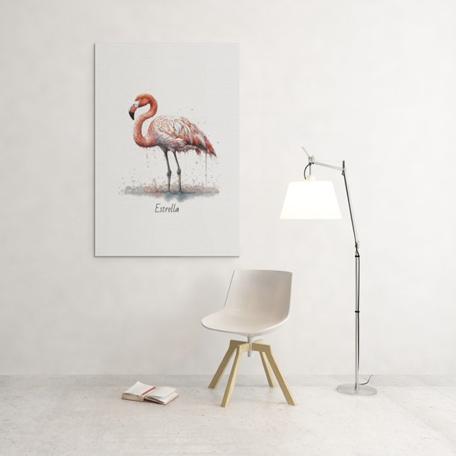 ピンクカラフルのフラミンゴ、カスタマイズ可能 メタルプリント (クリエイターアップロード済み)