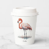 ピンクカラフルのフラミンゴ、カスタマイズ可能 紙コップ (裏面)