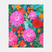 ピンクカラフルのフローラの手色彩の鮮やか投げ フリースブランケット (正面)