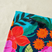 ピンクカラフルのフローラパーソナライズされた休暇 ビーチタオル (インサイチュ)