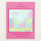 ピンクカラフルの傘の教室 プランナー手帳 (正面)