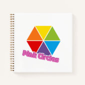 ピンクカラフルの円を持つ三角形文字 ノートブック (正面)