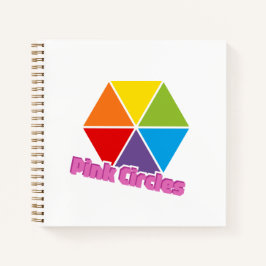 ピンクカラフルの円を持つ三角形文字 ノートブック