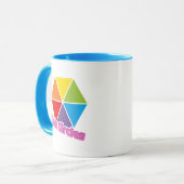 ピンクカラフルの円を持つ三角形文字 マグカップ (正面左)