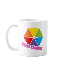 ピンクカラフルの円を持つ三角形文字