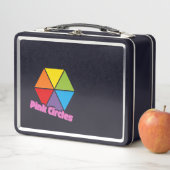 ピンクカラフルの円を持つ三角形文字 メタルランチボックス (インサイチュ)