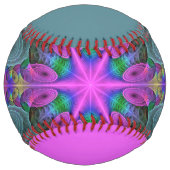 ピンクカラフルの名前を持つスピリチュアルフラクタル ソフトボール (裏面)