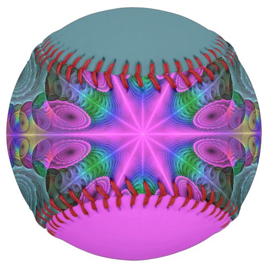 ピンクカラフルの名前を持つスピリチュアルフラクタル ソフトボール (裏面)