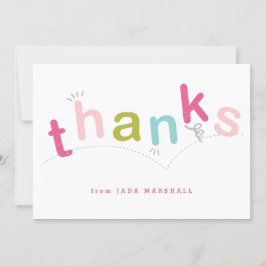 ピンクカラフルの子ども サンキューカード