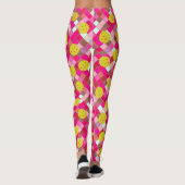 ピンクカラフルの幾何ダイヤモンドおもしろいピクルボール レギンス (裏面)