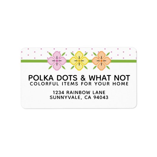 ピンクカラフルの水玉模様の花 ラベル (正面)