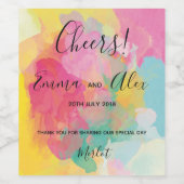 ピンクカラフルの水色 |ワインボトルラベル ワインラベル (シングルラベル)