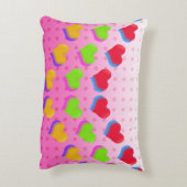 ピンクカラフルの漫画パターンの虹のハート アクセントクッション (裏面(縦))