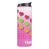 ピンクカラフルの漫画パターンの虹のハート タンブラー (回転左)