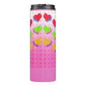 ピンクカラフルの漫画パターンの虹のハート タンブラー (裏面)