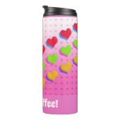 ピンクカラフルの漫画パターンの虹のハート タンブラー (回転右)