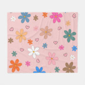 ピンクカラフルの熱帯フローラ フリースブランケット (正面(横))