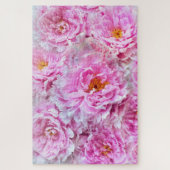 ピンクカラフルの牡丹フローラ植物花 ジグソーパズル (縦)