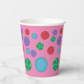 ピンクカラフルの紙カップの装飾水玉模様 紙コップ (裏面)