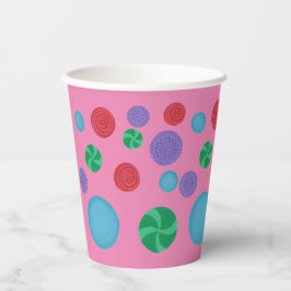 ピンクカラフルの紙カップの装飾水玉模様 紙コップ