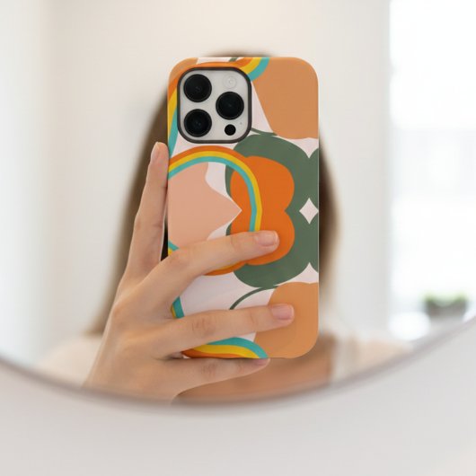 ピンクカラフルの美学の70年代のレトロ抽象芸術 Case-Mate iPhoneケース