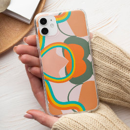 ピンクカラフルの美学の70年代のレトロ抽象芸術 iPhone 13 PRO MAXケース