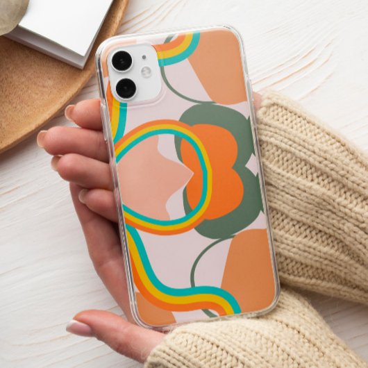 ピンクカラフルの美学の70年代のレトロ抽象芸術 Case-Mate iPhoneケース