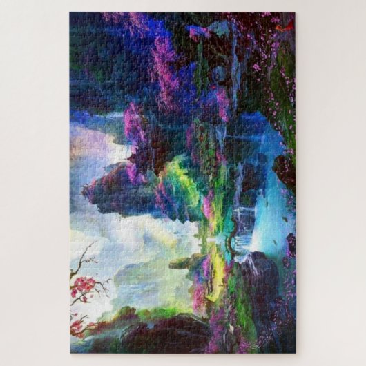 ピンクカラフルの花アジアの風景 ジグソーパズル (縦)