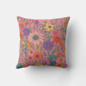 ピンクカラフルの花柄 クッション (裏面)