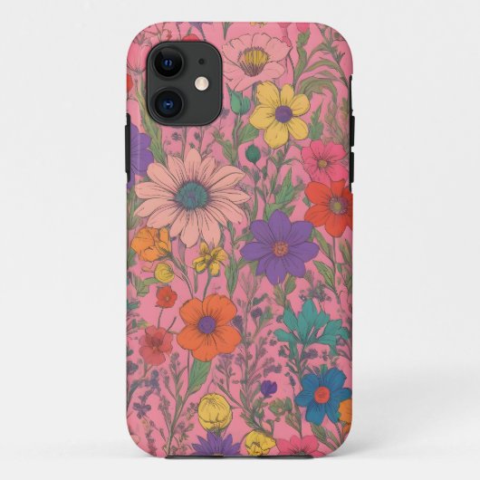 ピンクカラフルの花柄 Case-Mate iPhoneケース (裏面)