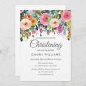 ピンクカラフルの花《キリスト教》洗礼式や命名式バプテスマ招待状 招待状 (正面/裏面)