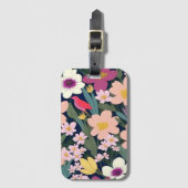 ピンクカラフルの花 ラゲッジタグ (正面縦)