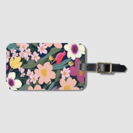 ピンクカラフルの花 ラゲッジタグ
