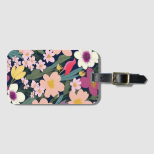 ピンクカラフルの花 ラゲッジタグ