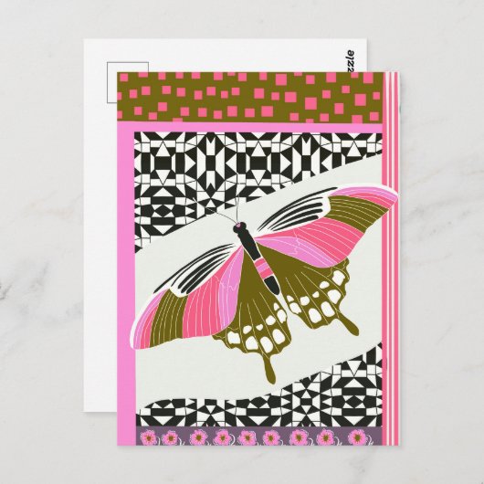 ピンクカラフルの蝶の自然愛好家 ポストカード (正面/裏面)